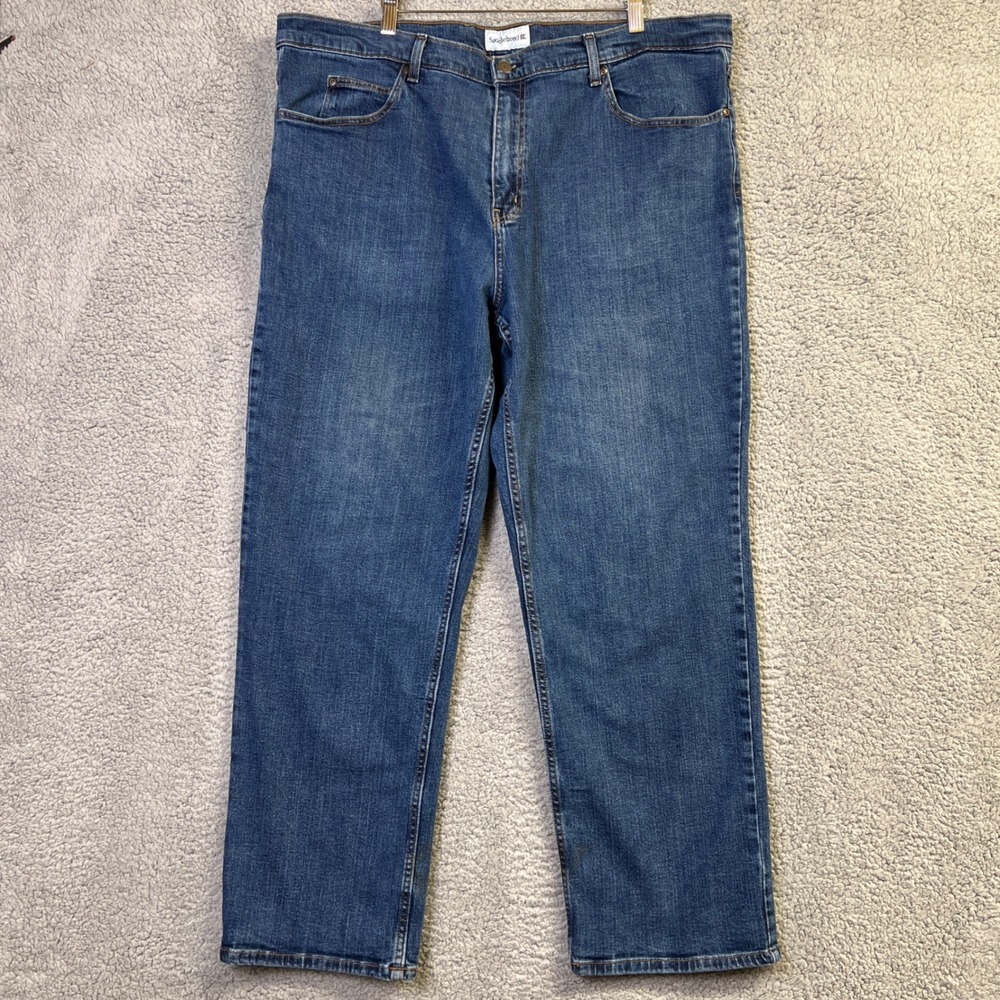 Saddlebred Jeans Men 42x30 Blue Denim Medium Wash Stretch Relaxed Fit Versatile